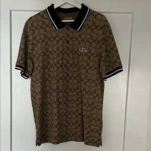 Coach Brown Signature Logo Polo with Black Trim
